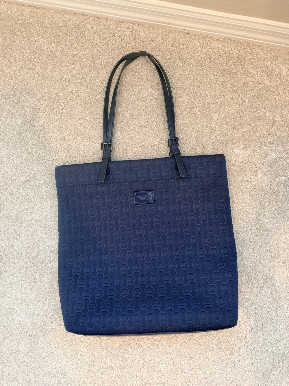 Michael Kors Navy Logo-Embossed Tote
